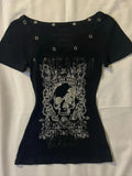 Goth Skull Graphic Y2K Crop T-Shirt