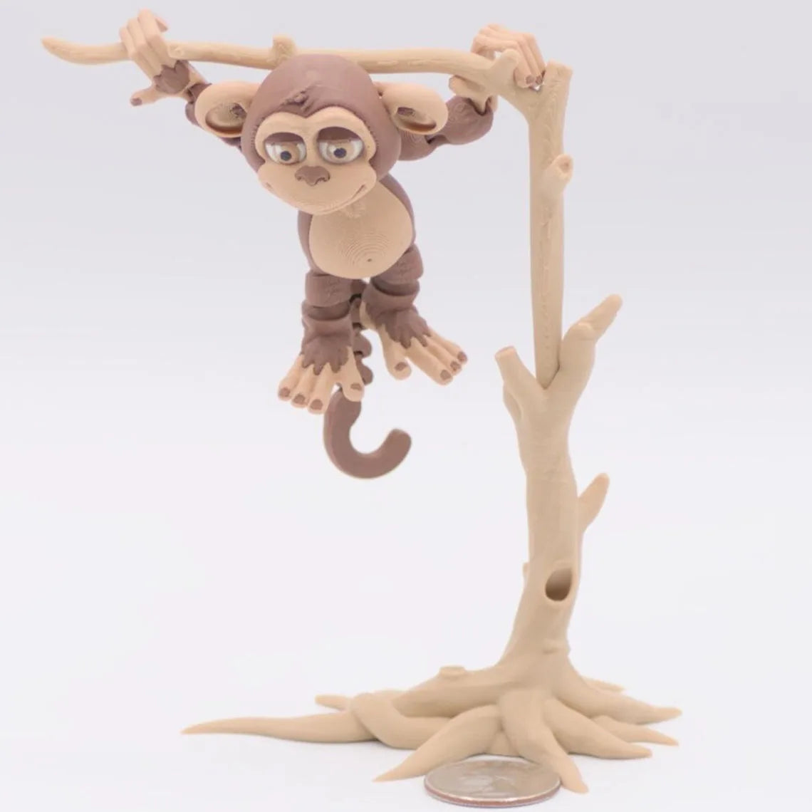 Monkey 3D Printed Articulated,Stands Upright,Hangs by Tail or Hand,travel companion,Jungle Animal Figurine,Fidget Desk Figurine