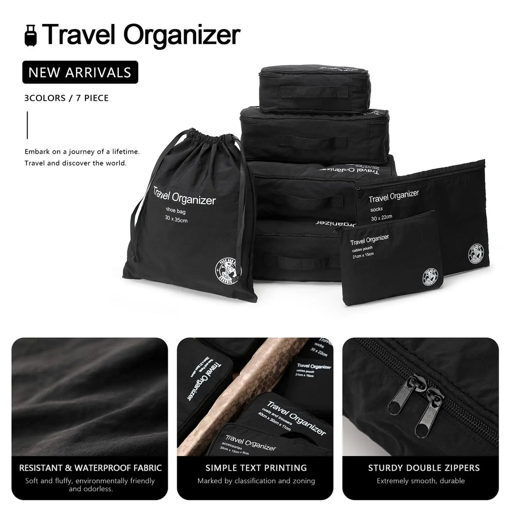 7-Piece Travel Packing Cube Organizer Set