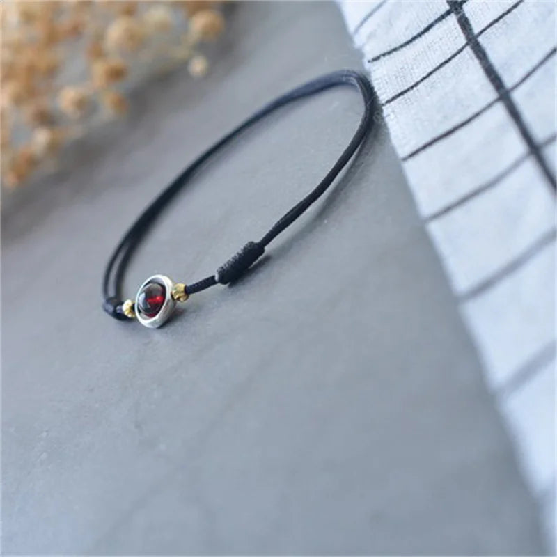 Garnet Beaded Anklet, Jewelry, Accessories, Women's Red Rope Tether, Red Garnet, Korean Version Simple Personality Anklet