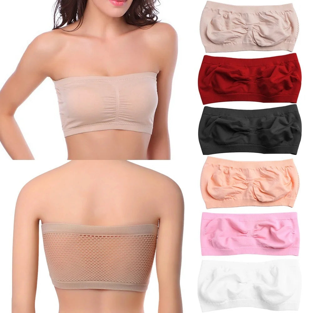 Ecoparty Women Seamless Strapless High Elastic Wrapped Invisible Strapless Chest Wraps Tube Tops