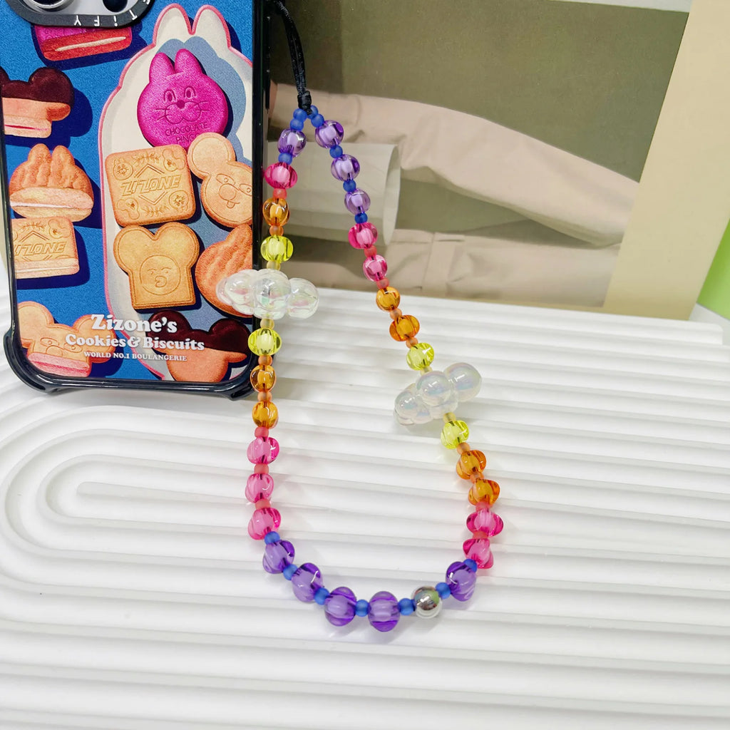 Colorful Cloud Beaded Phone Charm