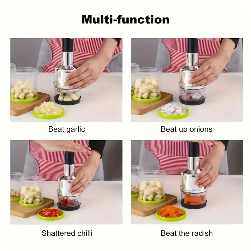 Manual Press Food Chopper with Storage Container