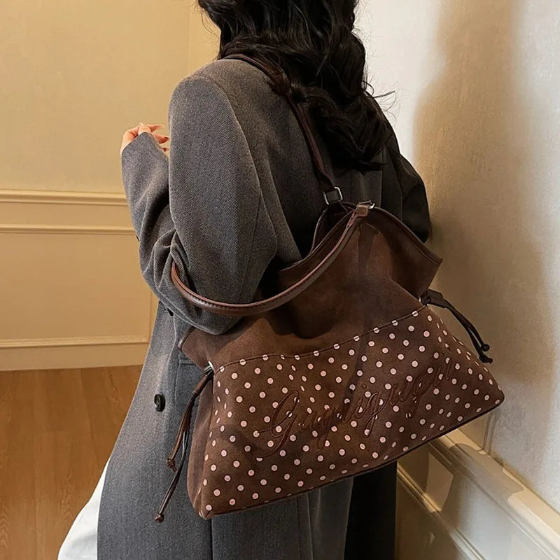 Polka Dot Leopard Print Shoulder Bag