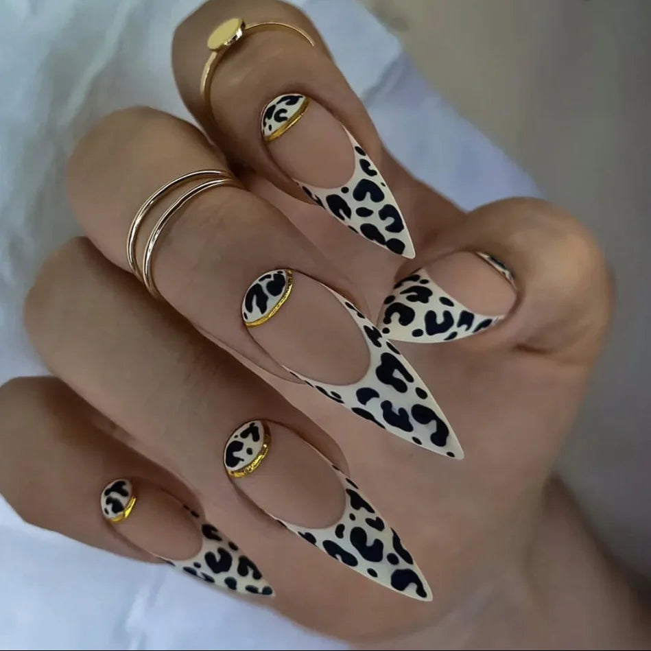 Leopard Print Stiletto Press-On Nails – 24 Pieces