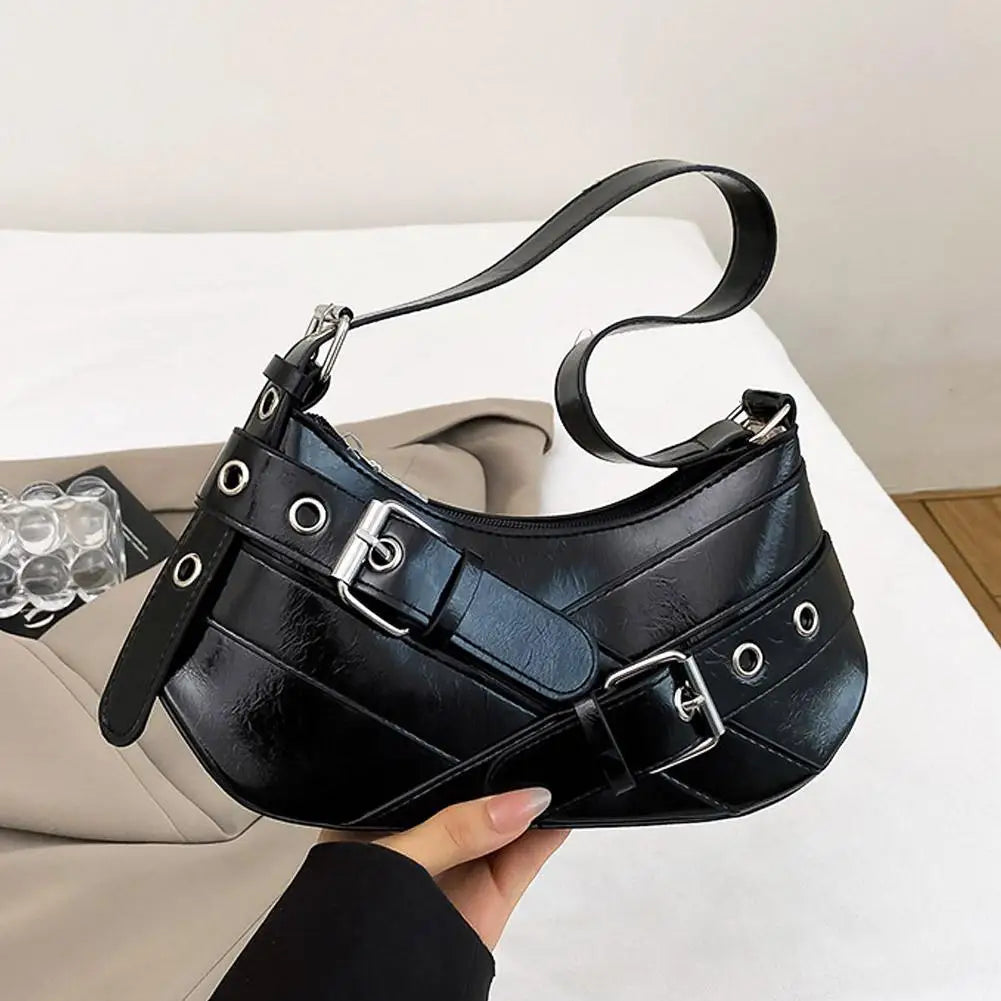 Y2K Punk Belted Shoulder Bag