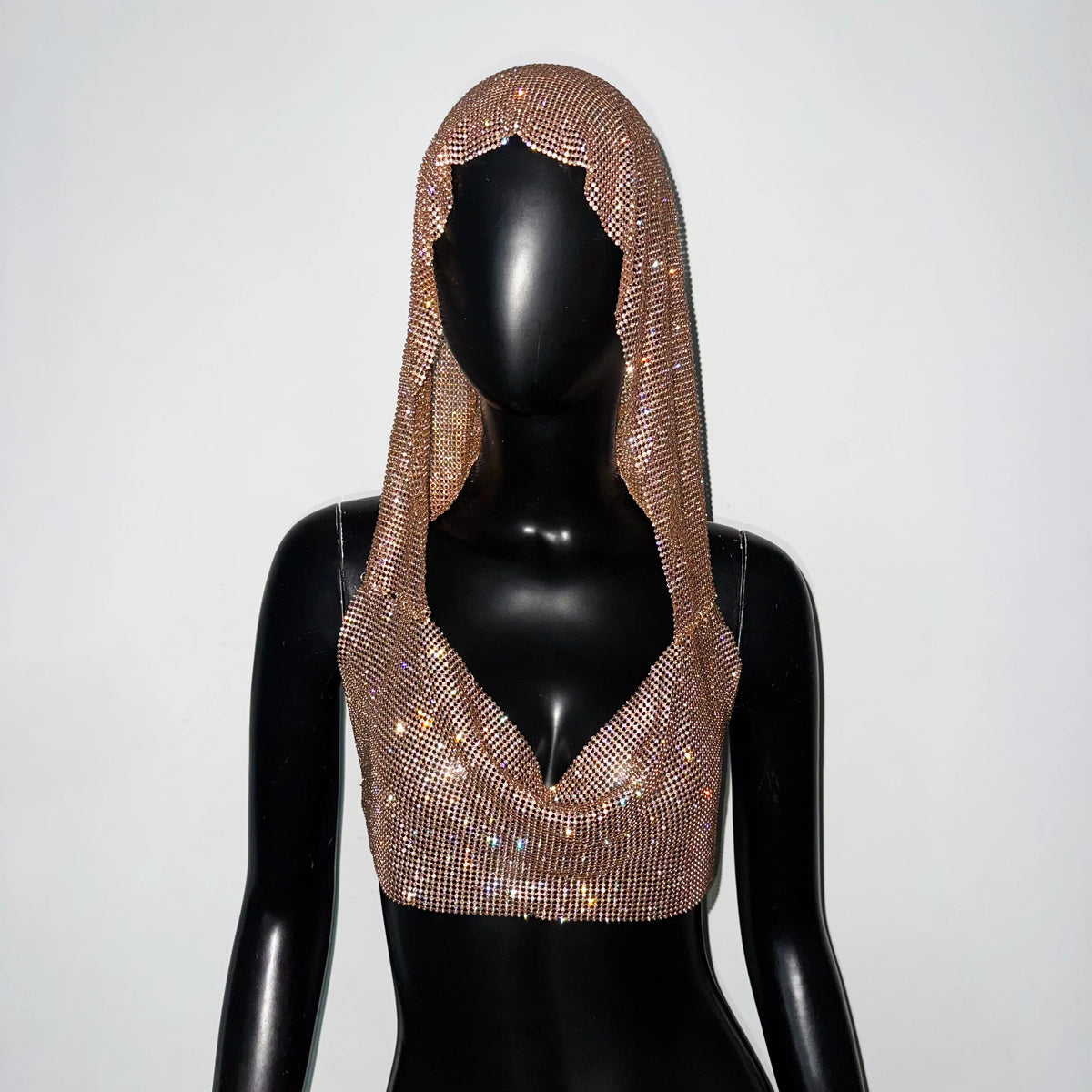 Women's Rhinestone Fishnet Crop Tank Top