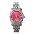 Women Watches Luxury Stainless Steel Business Fashion Classic Elegant Pink Dial Female Clock Bracelet Quartz Wristwatch