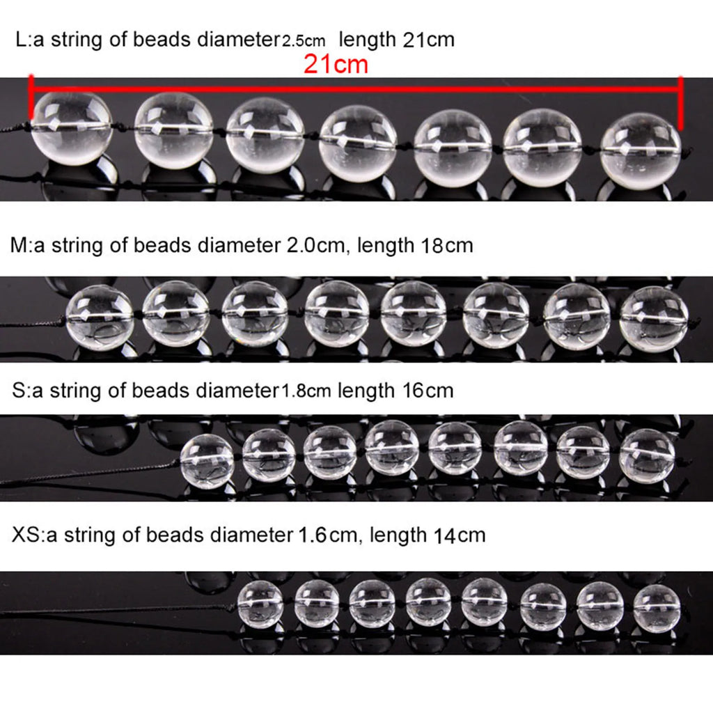 Transparent Glass Anal Bead Chain & Plug