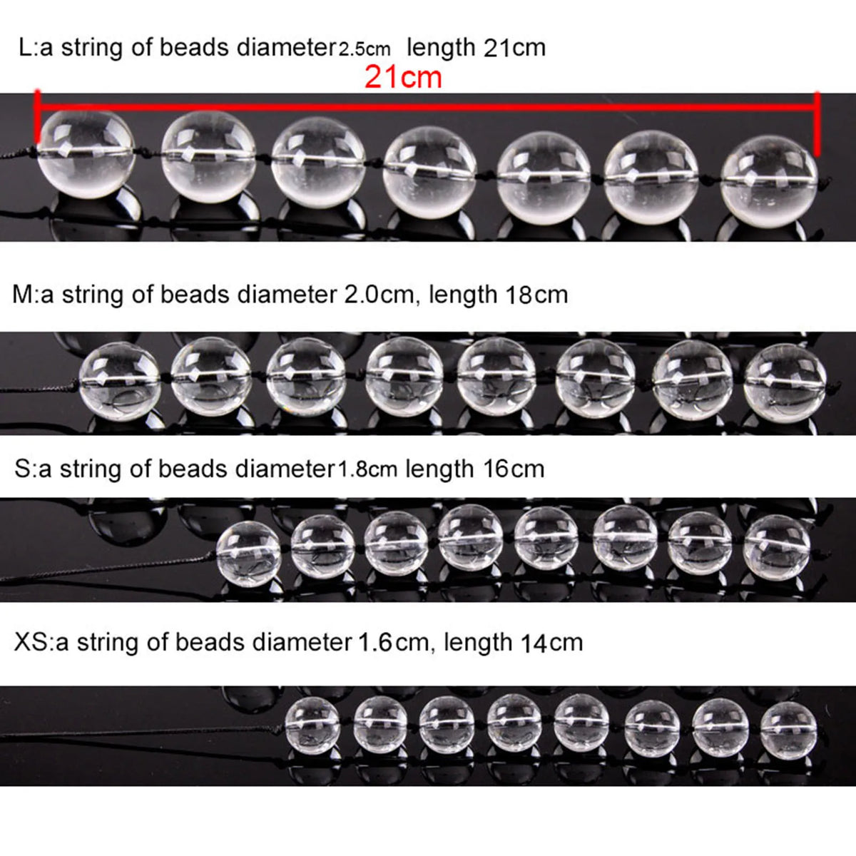 Transparent Glass Anal Bead Chain & Plug