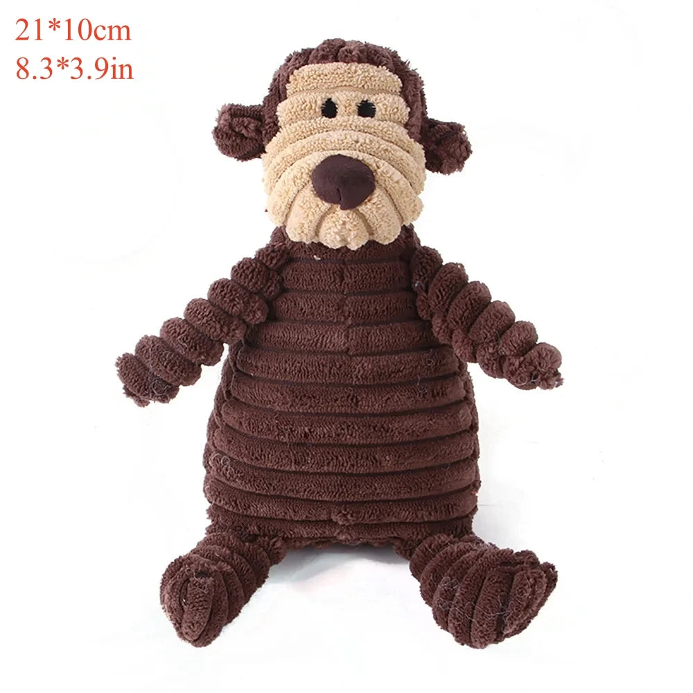 Corduroy Animal Squeaky Plush Dog Toy
