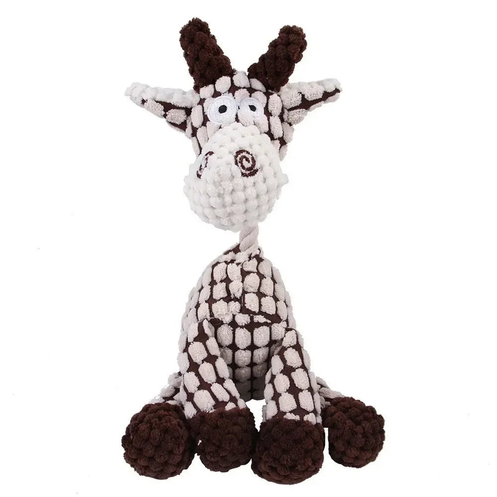 Corduroy Animal Squeaky Dog Toy