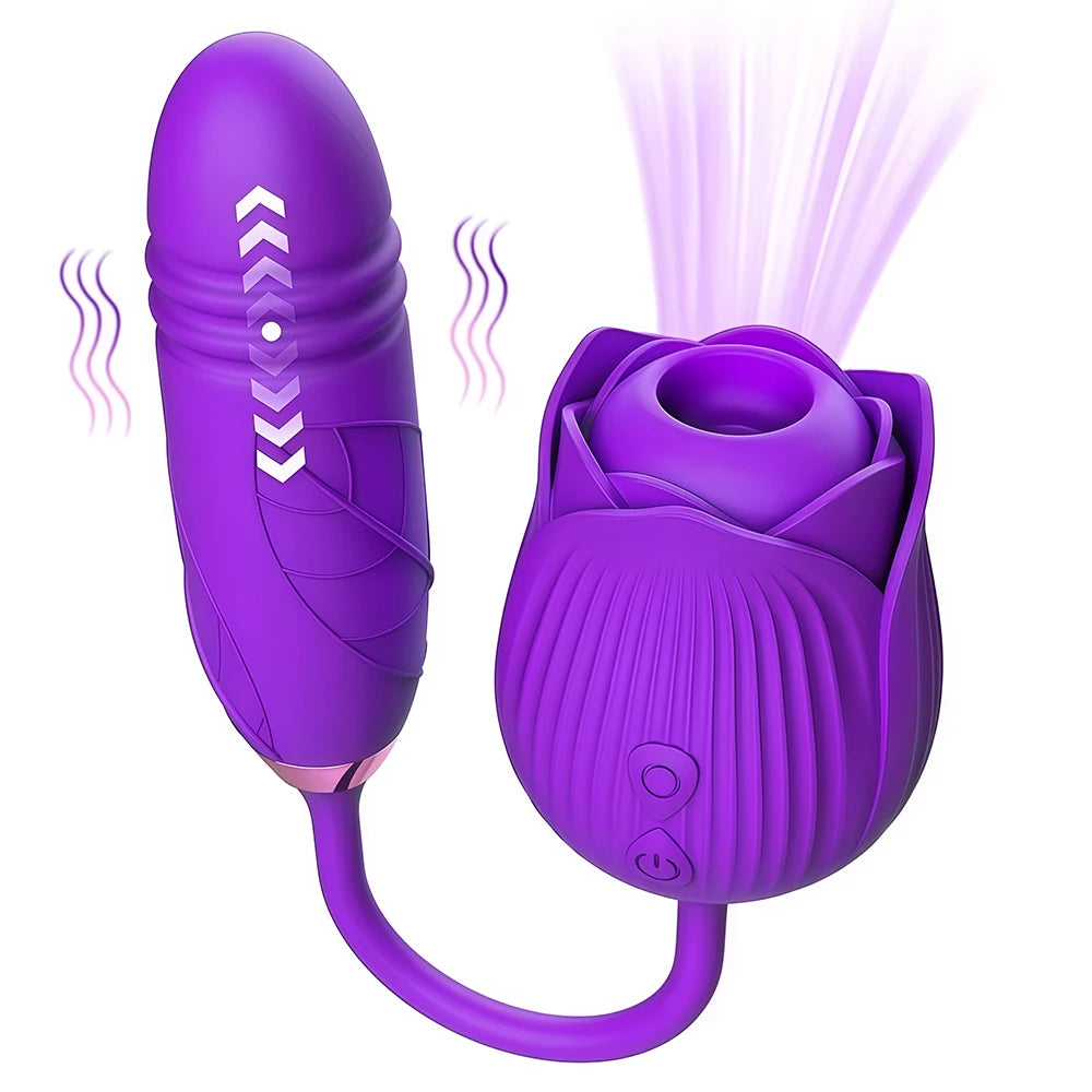 Rose Vibrator Toy for Women Clitoral Sucking Vibrator G-spot Thrusting Dildo Clit Nipple Sucker Vibrater Female Couple Sex Toys