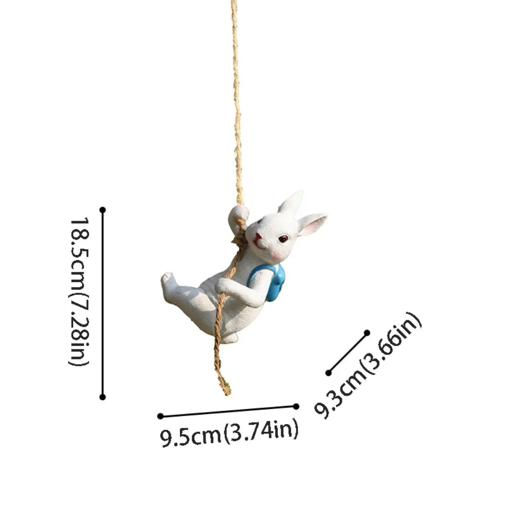 Miniature Size Easter Bunny Decor Figurine Design Funny Climber Climbing Animal Statue Art Decor Festival Style