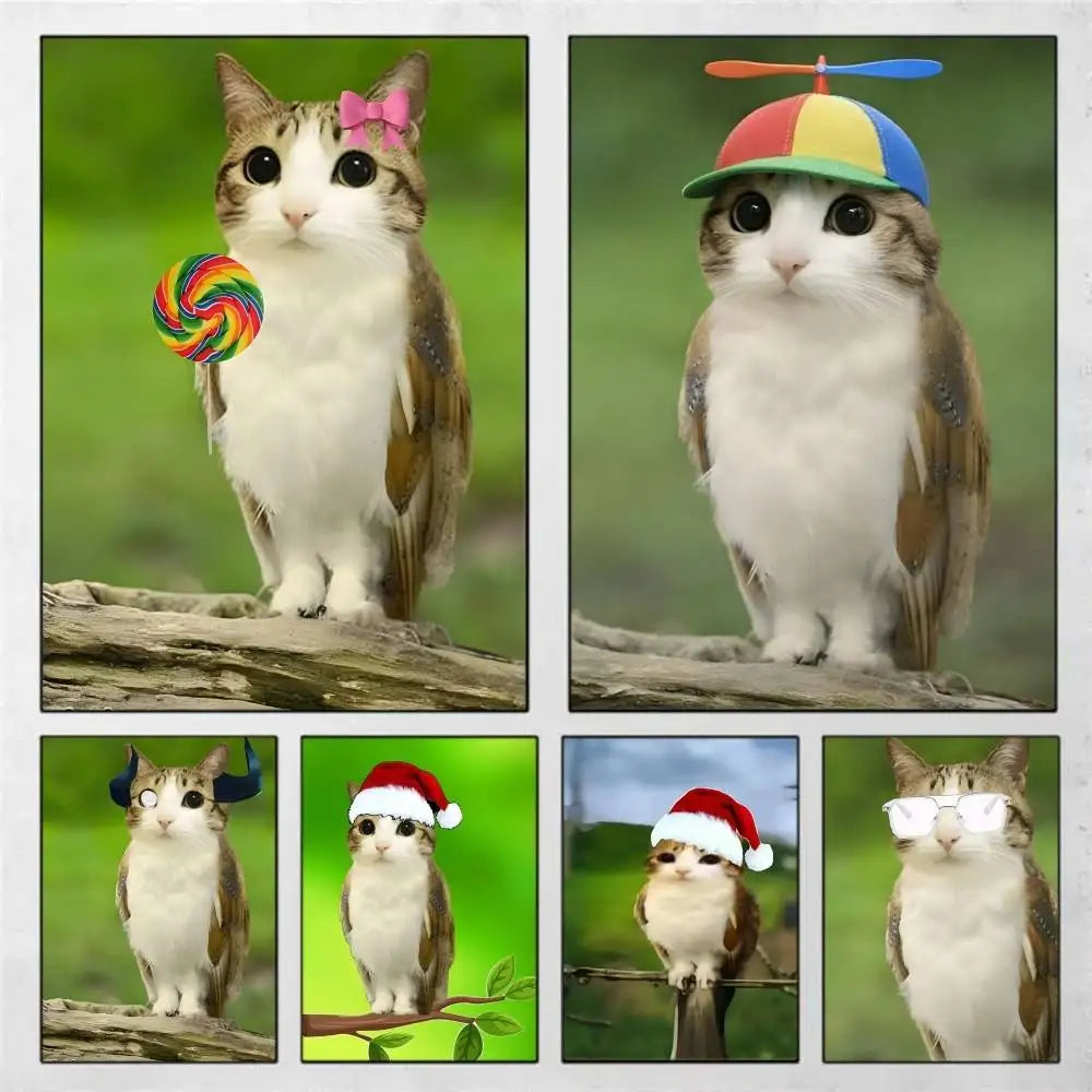 Cute Meowl Meme Waterproof Wall Poster