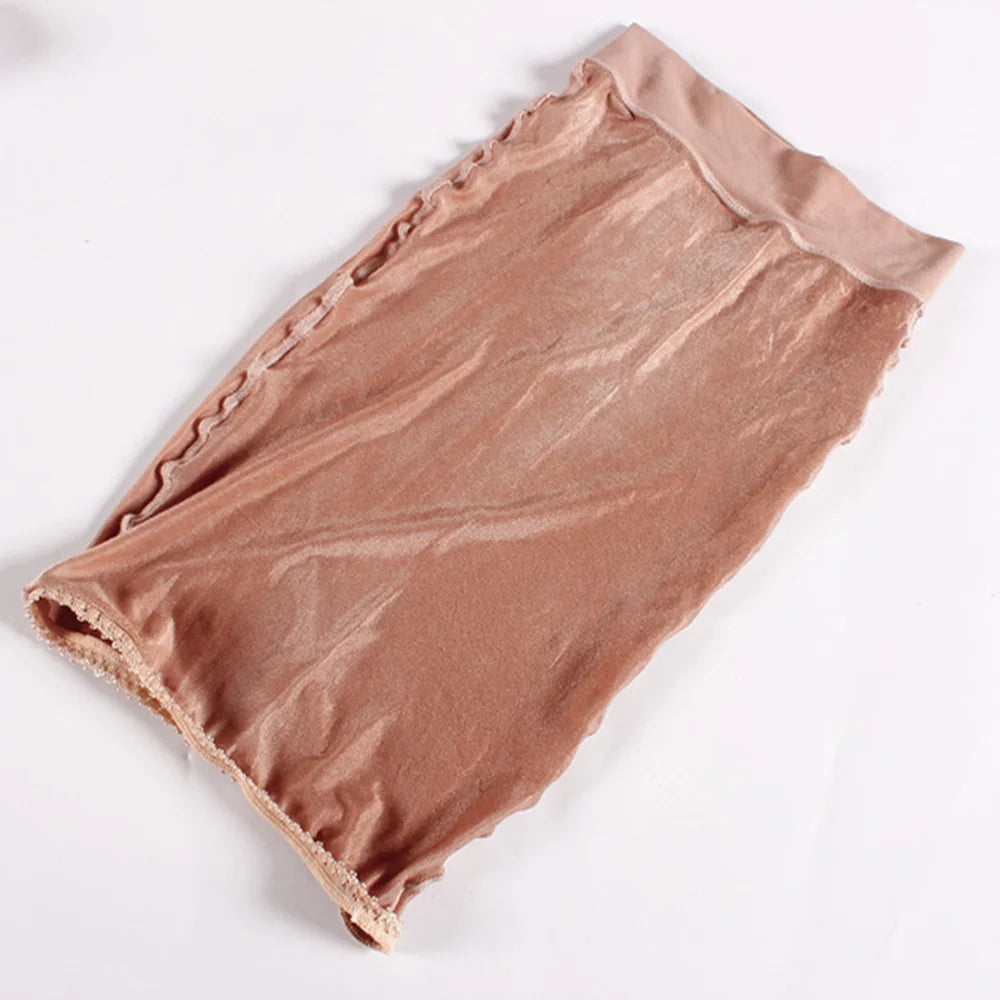 Sexy Bodycon Skirts Women Oil Shiny Transparent Underwear Secretary Uniform Cosplay Plus Size High Waist Tights Night Club Wear