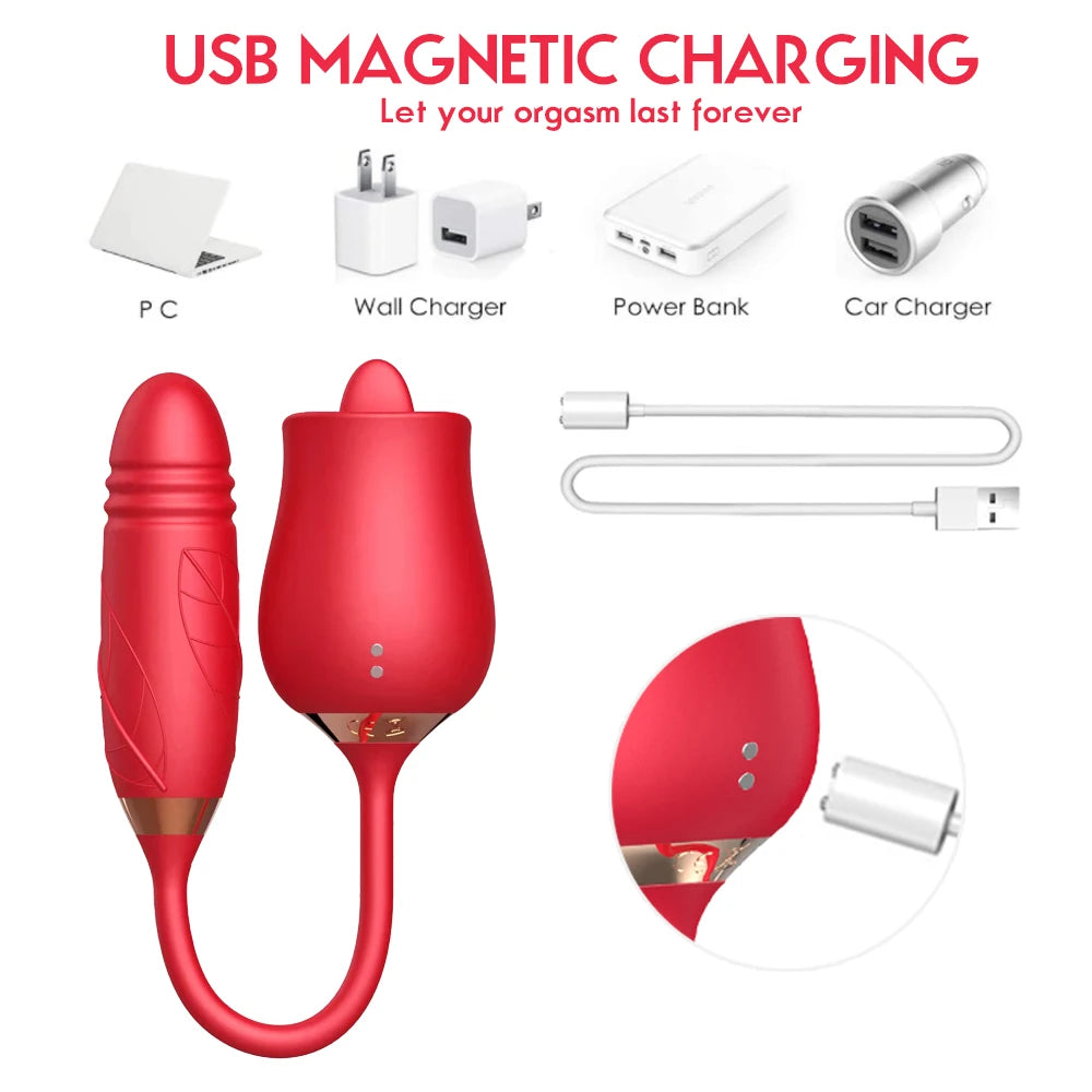 USB-Rechargeable Retractable Wand Vibrator