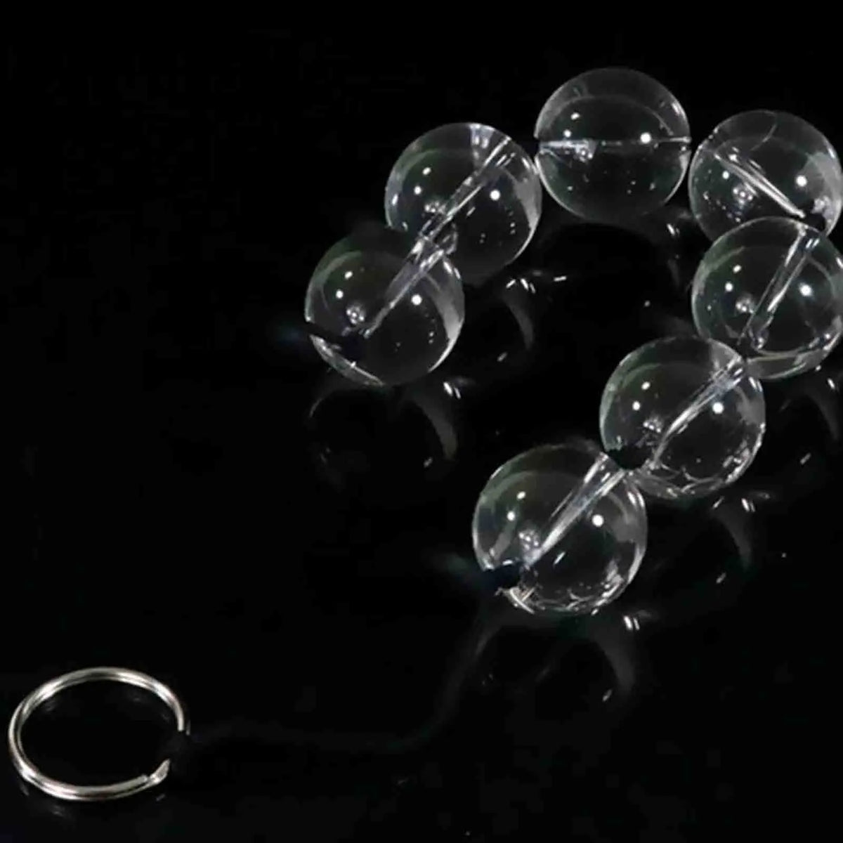 Transparent Glass Anal Bead Chain & Plug