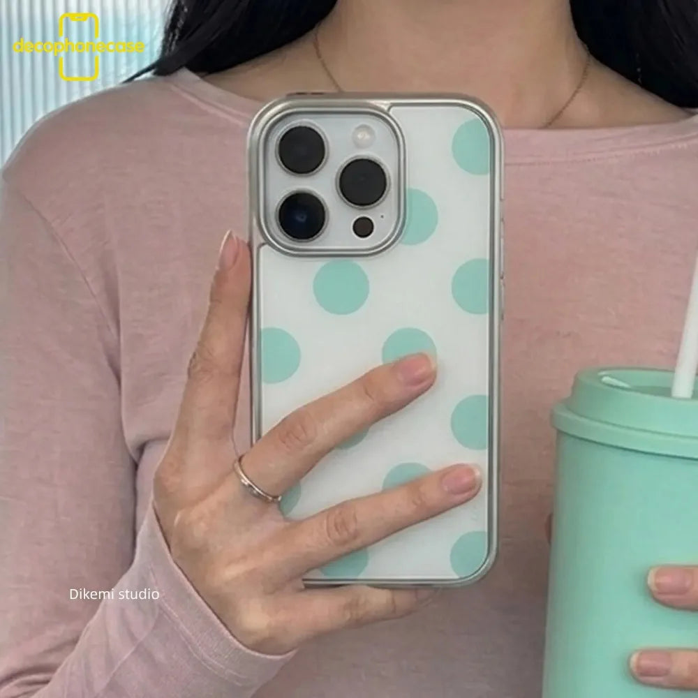 Mint Green Polka Dot Phone Case for iPhone