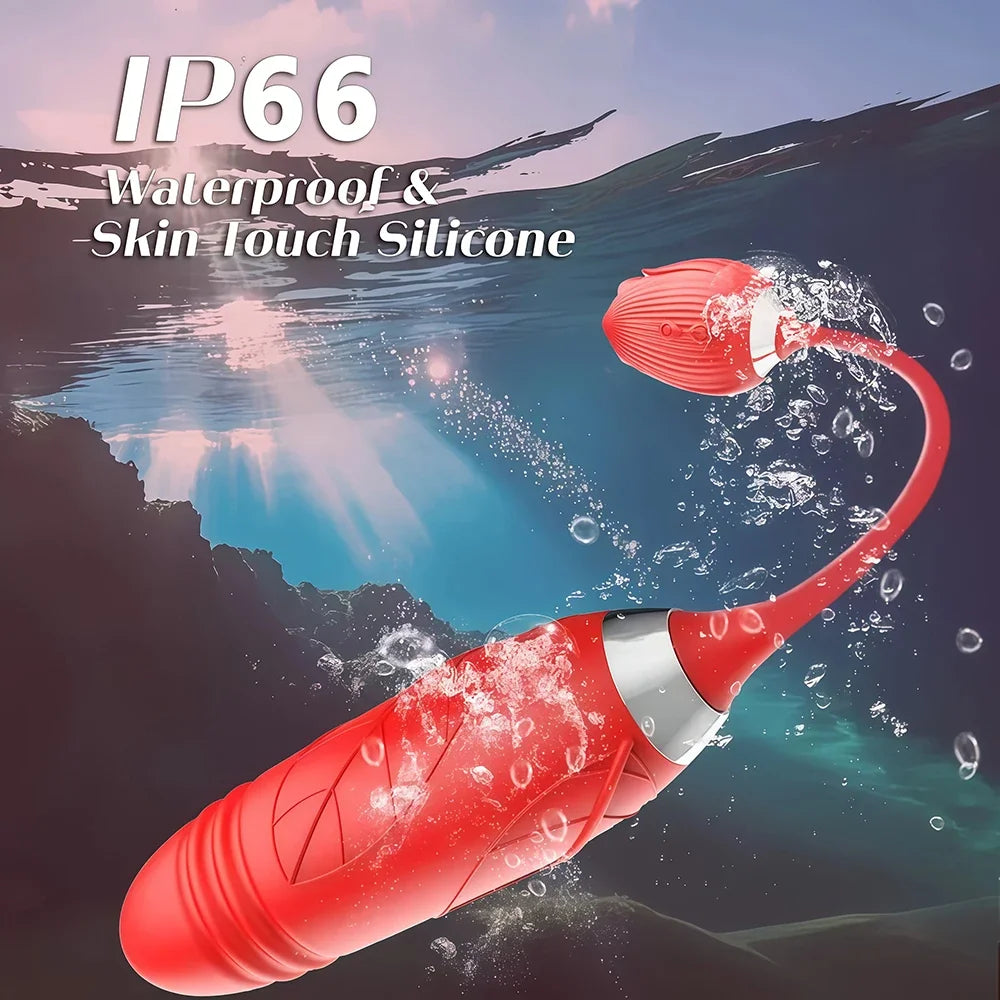 Rose 3in1 Sucker Vibrator for Women Telescopic Clitoris Stimulator Dildo Licking Vagina Massager Masturbator Sex Toys for Women
