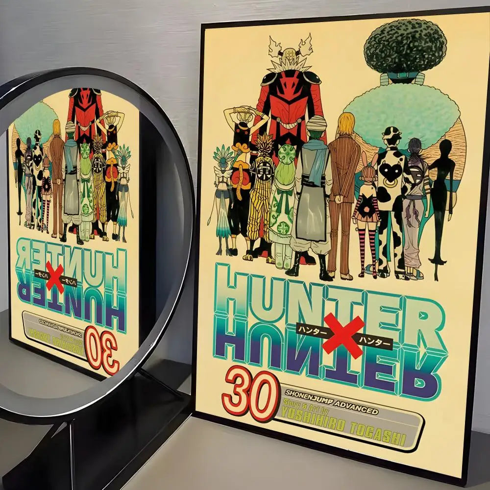 Anime H-Hunter X Hunter Poster Stickers Mural Painting Self-Adhesive Wall Decals for Bedroom Living Room Home HD Decor Gift