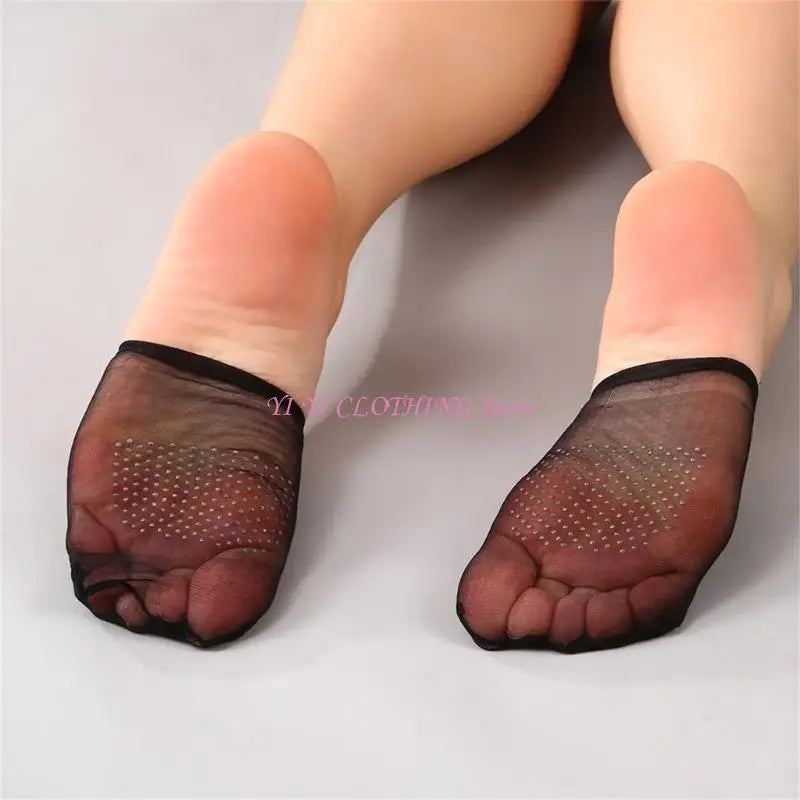 Women Invisible Forefoot Socks High Heel Shoes Toe Cover with Grip Nonskid Sheer Mesh No Show Liner Toe Top Half Socks