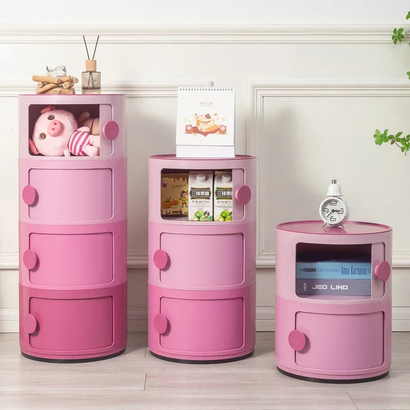 Pink Round Kawaii Bedside Table