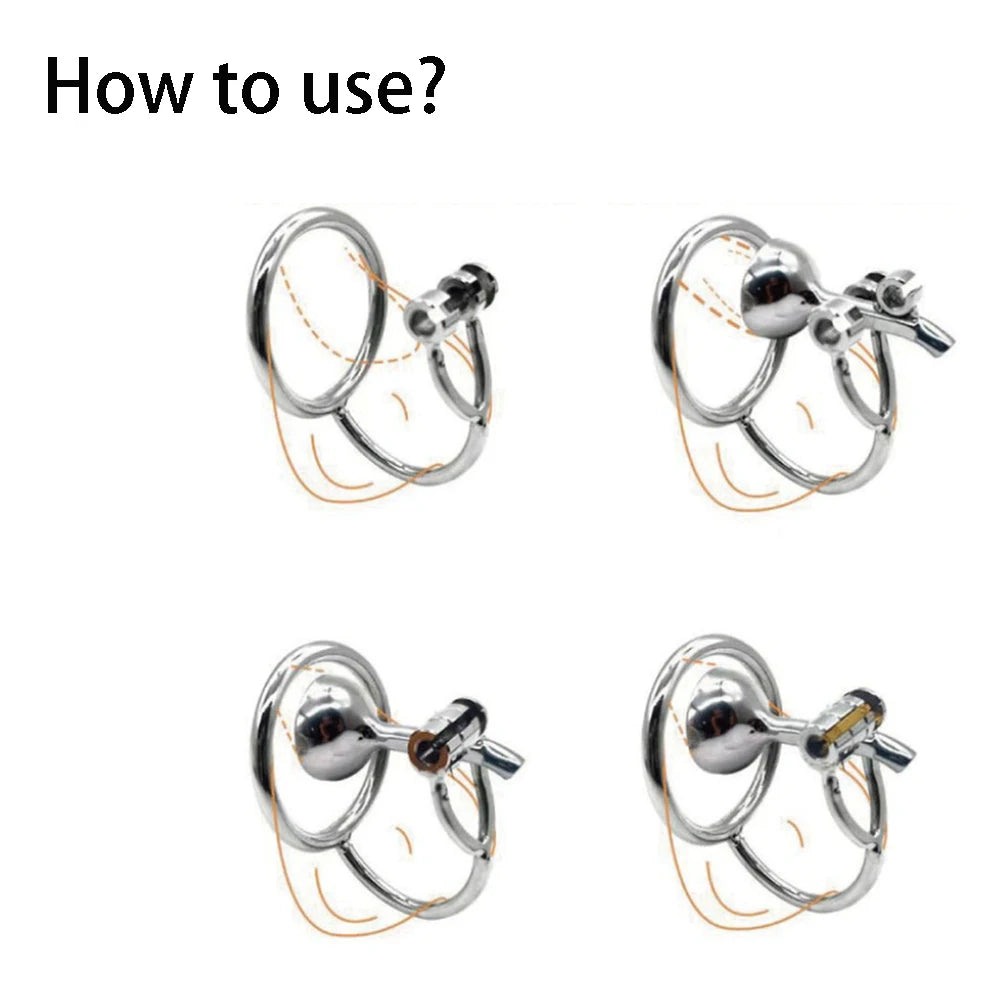 Stainless Steel Chastity Cage with Scrotum Lock