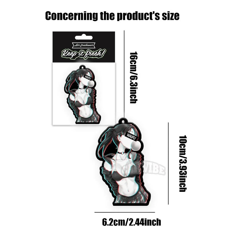 JDM-style cute anime girl "Waifu" car air freshener — rearview mirror hanging charm. Perfect for sprucing up your car interior