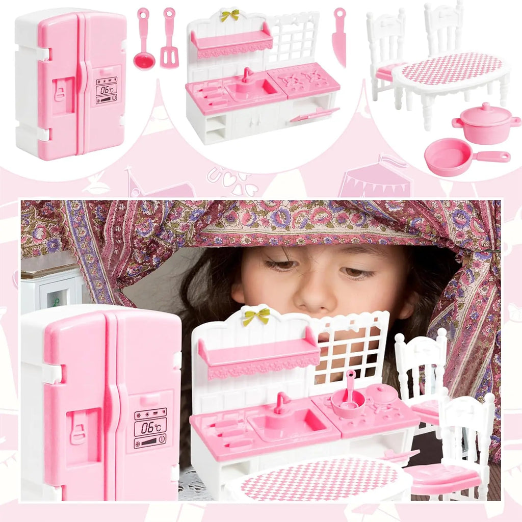 Pink Miniature Dollhouse Furniture Set
