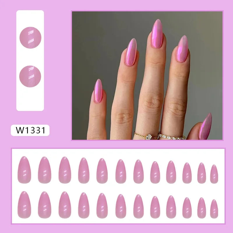 French Almond Colorblock Stripe Press-On Nails