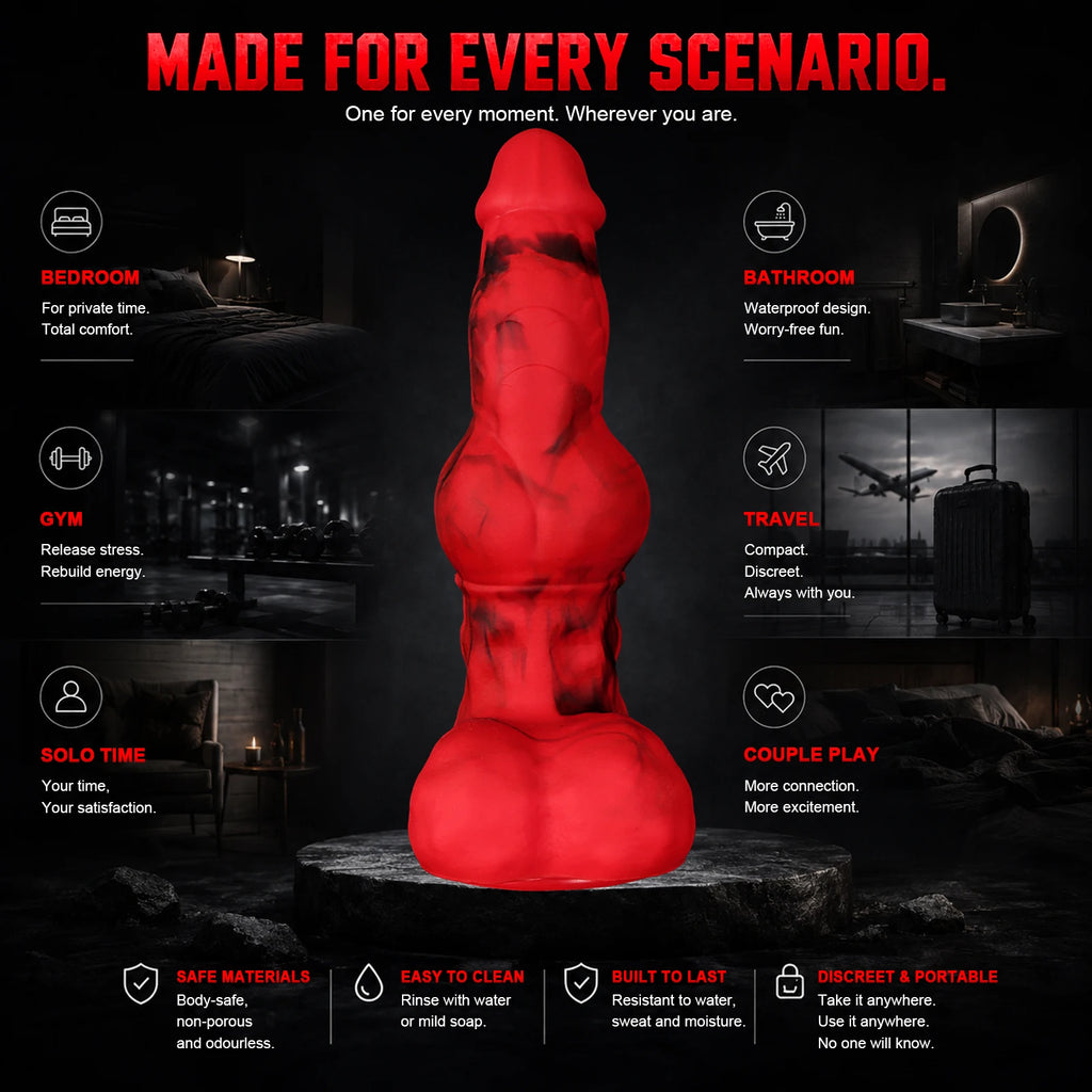 Big Long Knot Dildo Realistic Dog Wolf Penis Thick Huge Suction Cup Dog Dildo Anal Plug Adult Sex Toys for Women Men Gay