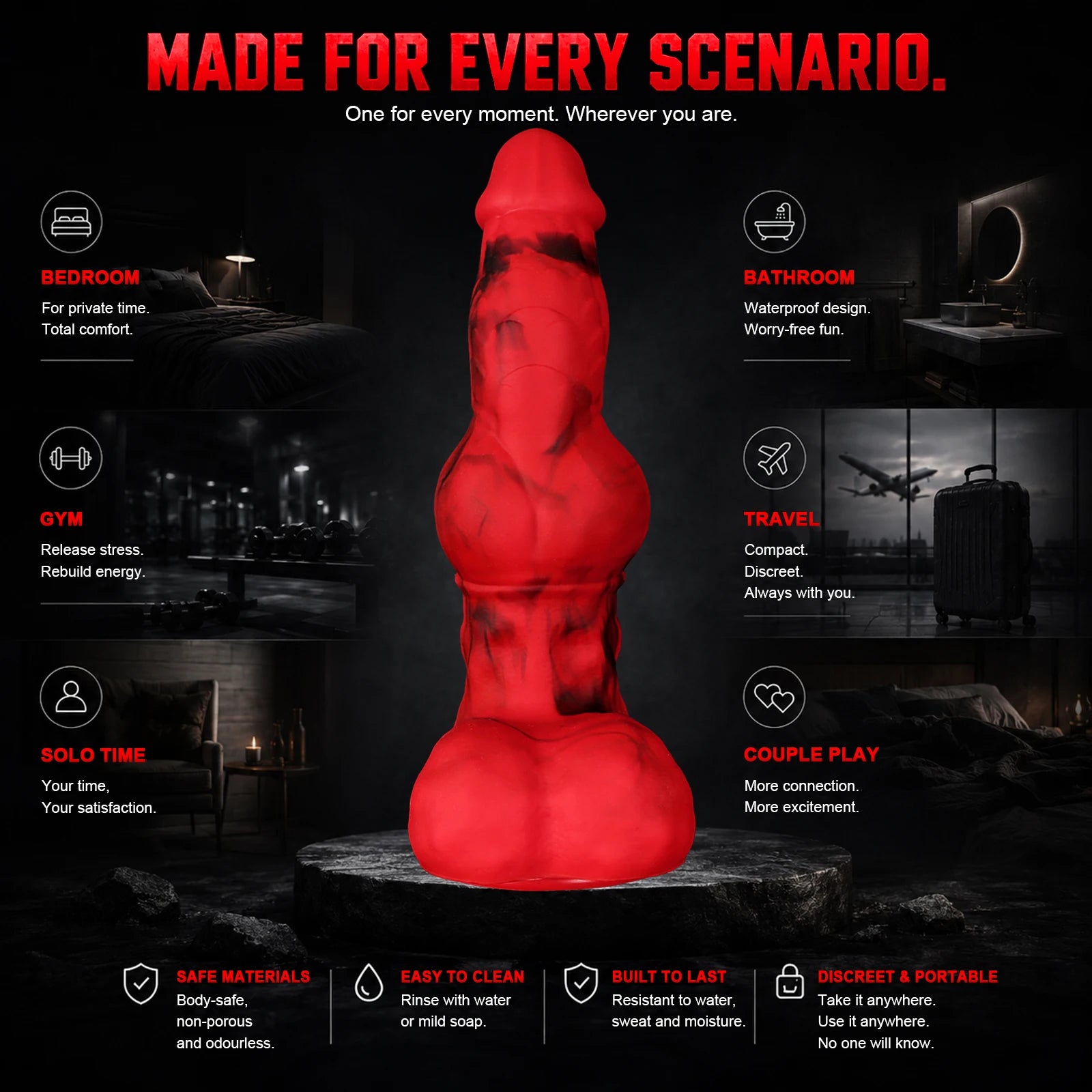Big Long Knot Dildo Realistic Dog Wolf Penis Thick Huge Suction Cup Dog Dildo Anal Plug Adult Sex Toys for Women Men Gay