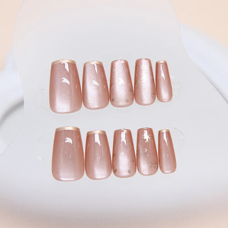 24 Coffin Shaped Fake Nails +1 Nail File +1 Jelly Glue