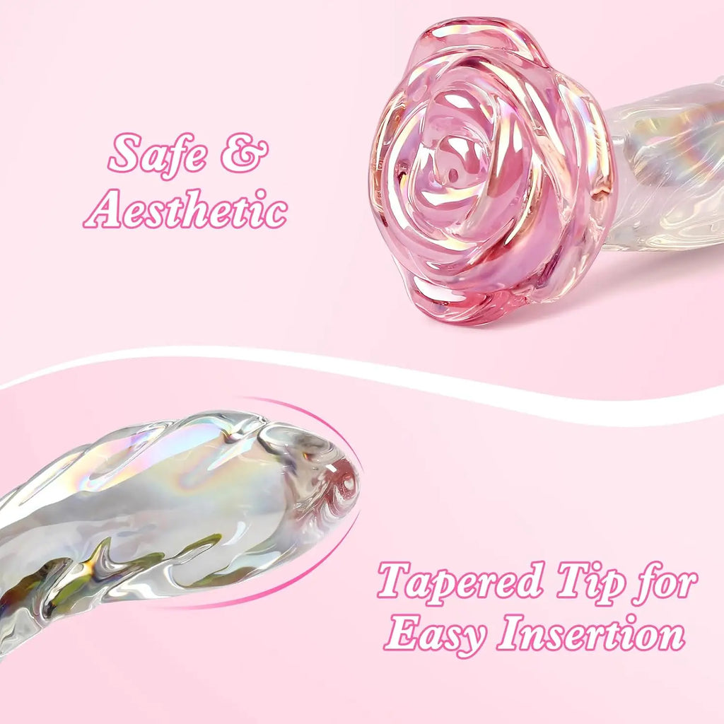 Rose Crystal Glass Anal Plug