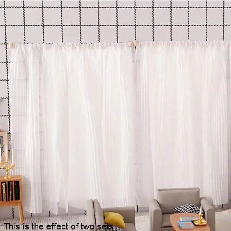1:12 White Chiffon Dollhouse Curtain