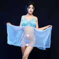 Sexy Lingerie Set Women Sexy Lace Nightgown Transparent V-neck Slip Dress