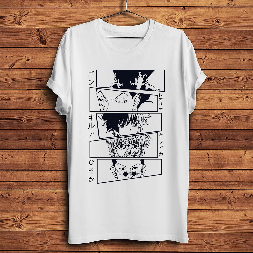 HXH Hunter Eyes GON Killua Funny Anime Tshirt Men Summer New White Casual Short Sleeve T Shirt Unisex OTAKU Streetwear Tee