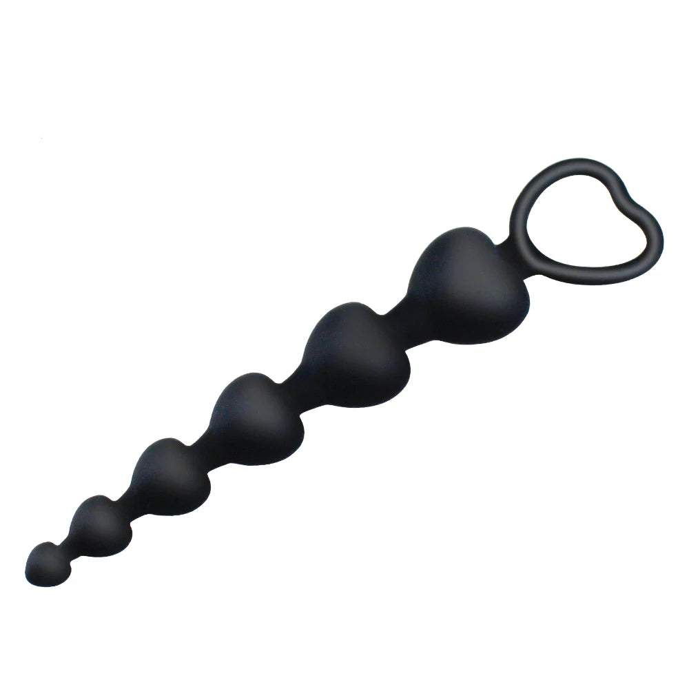 Flexible Heart-Shaped Silicone Anal Bead Chain
