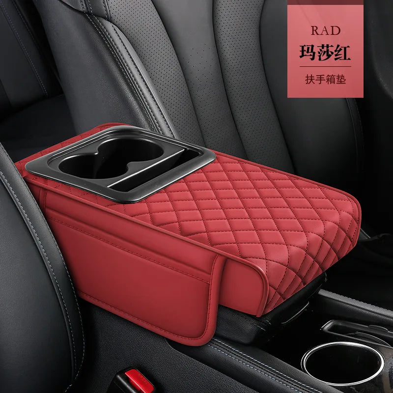 Car Armrest Organizer with Cup Holder & Cushion