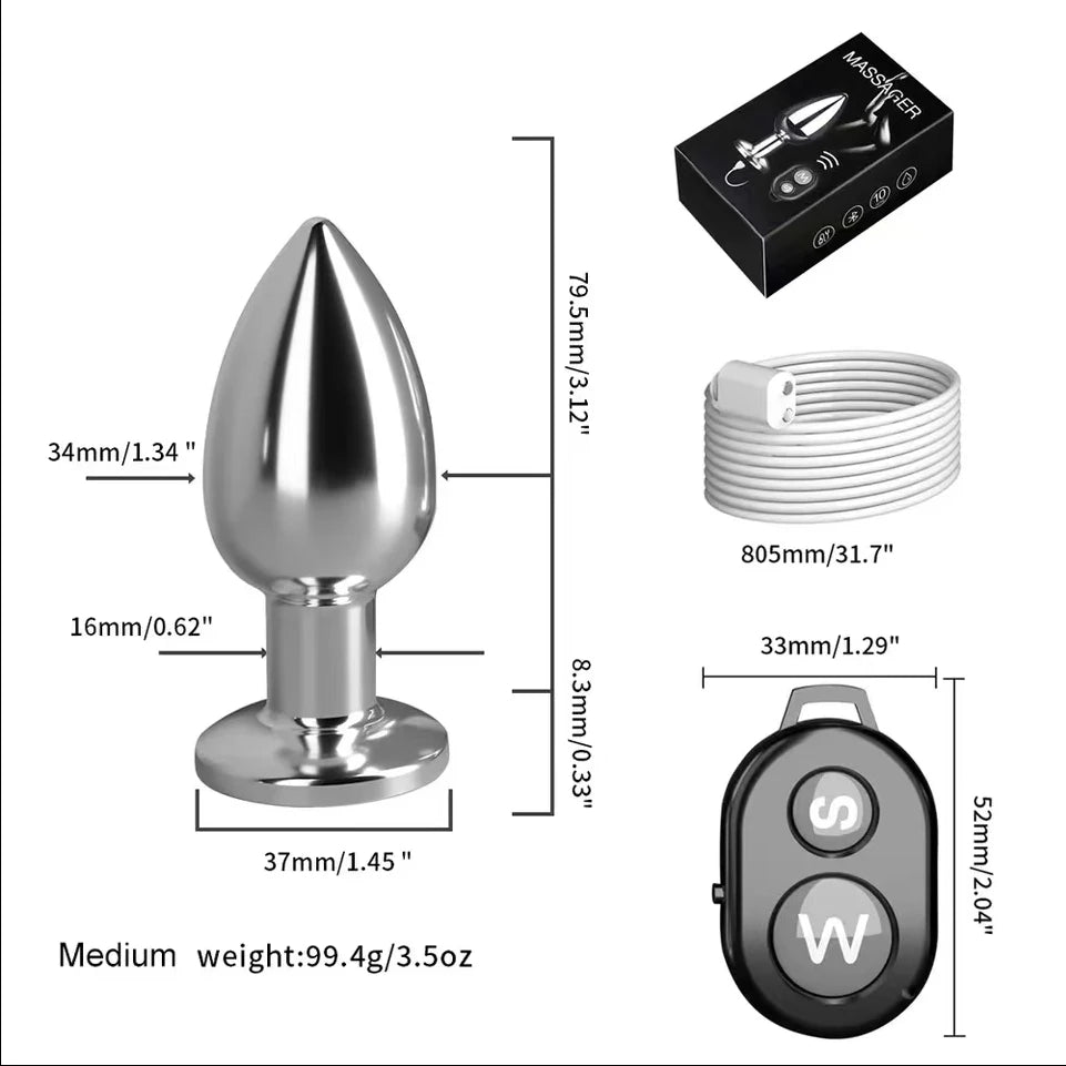 Wireless Remote Metal Vibrating Anal Plug