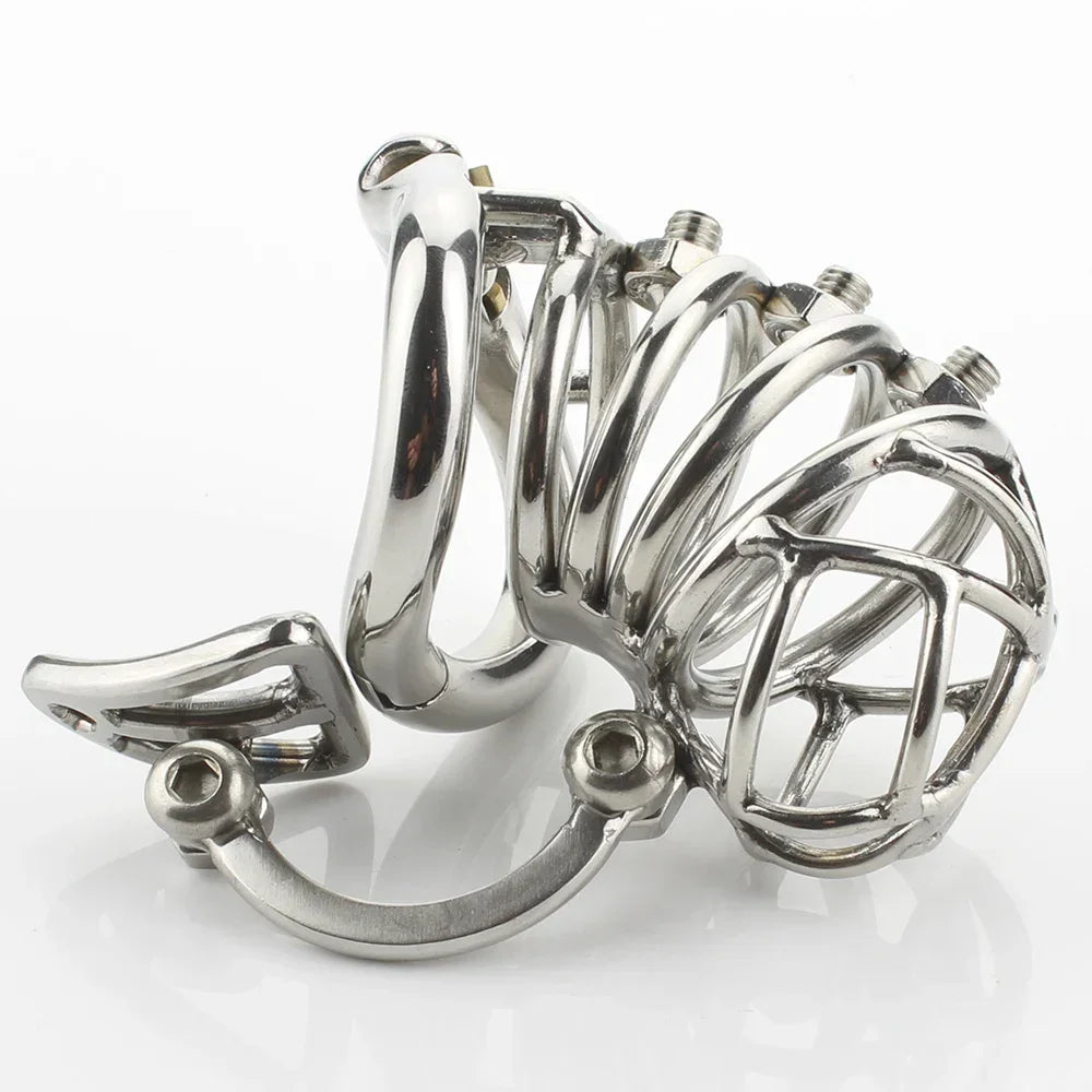 Stainless Steel Chastity Cage with Scrotum Ring