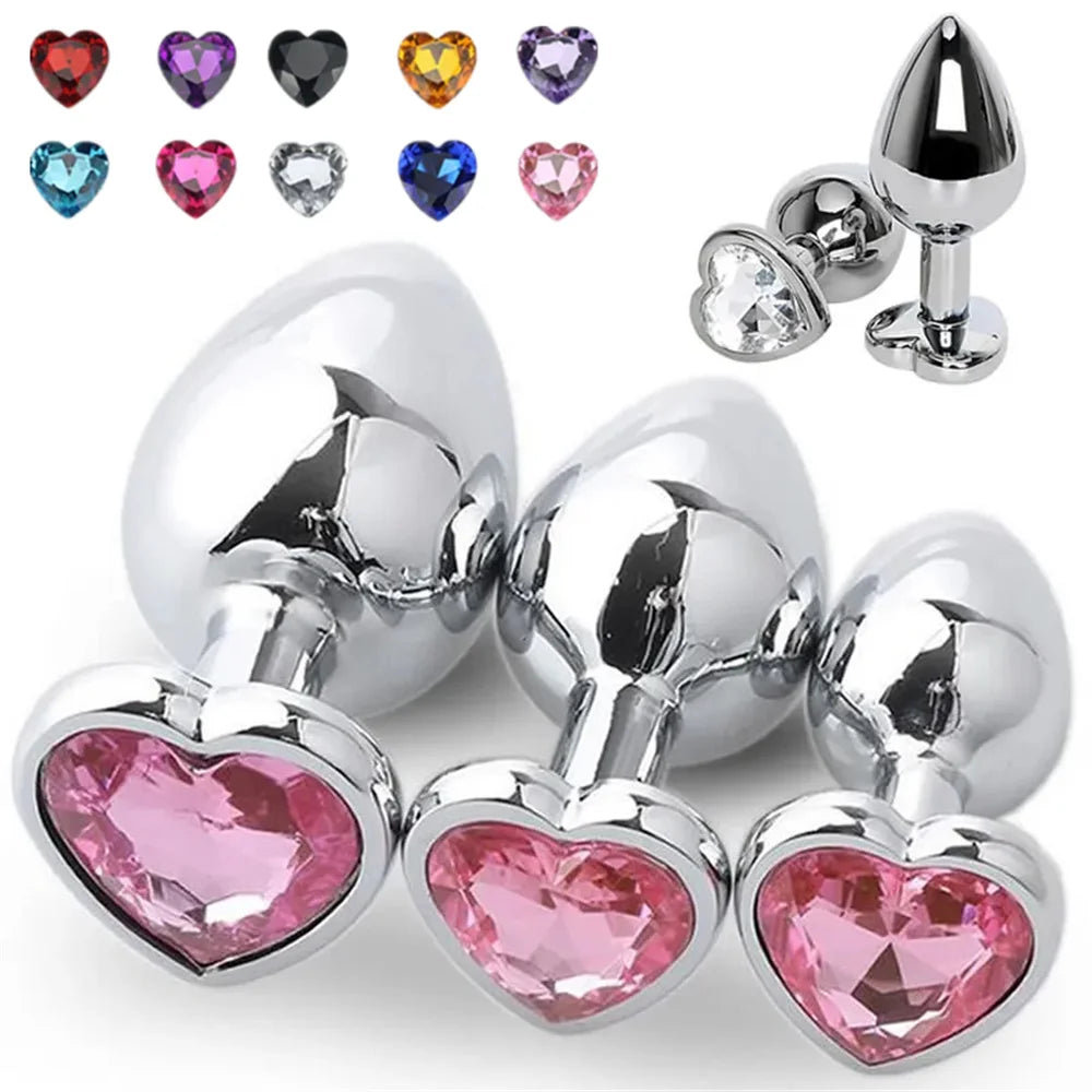Heart-Base Crystal Metal Anal Plug