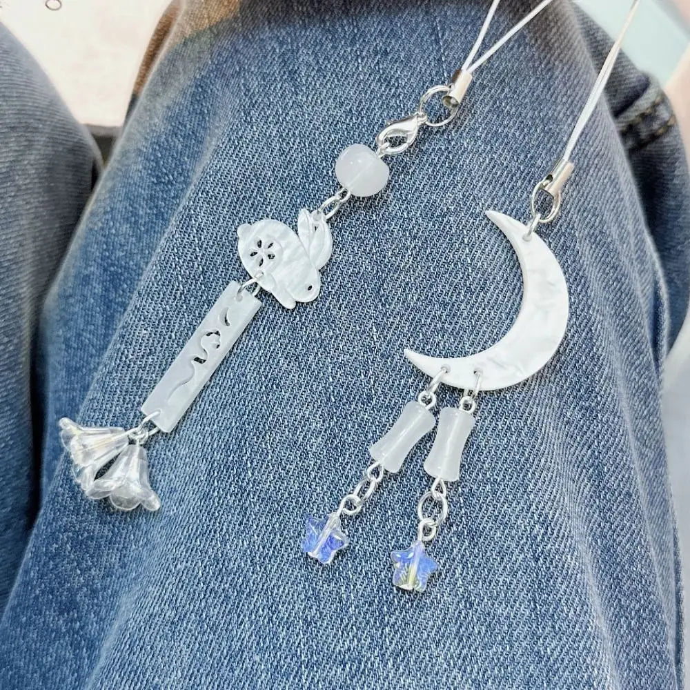 Fairycore Star & Moon Beaded Phone Charm