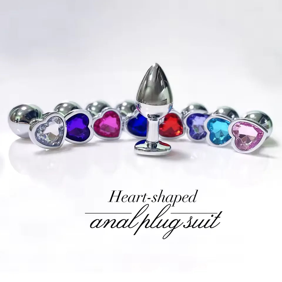 Heart-Base Crystal Metal Anal Plug