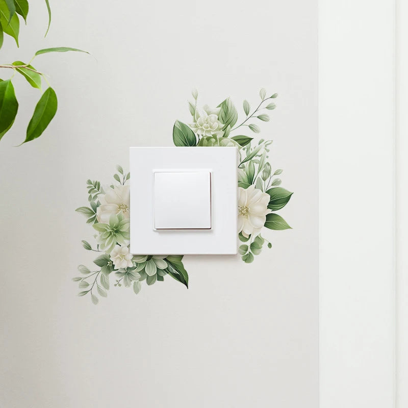 Romantic Flower Light Switch Wall Stickers