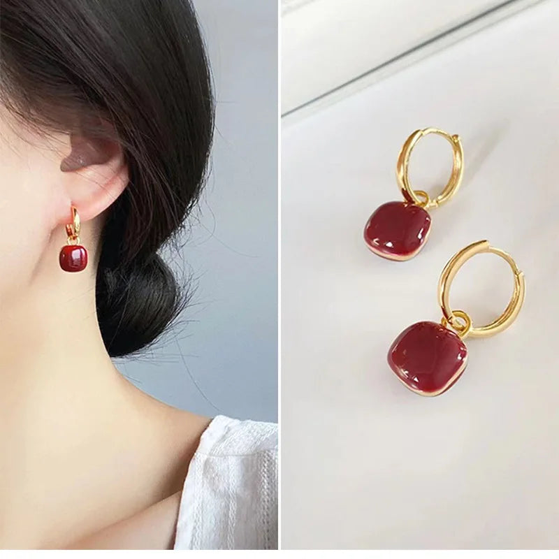 Heart & Square Geometric Drop Earrings