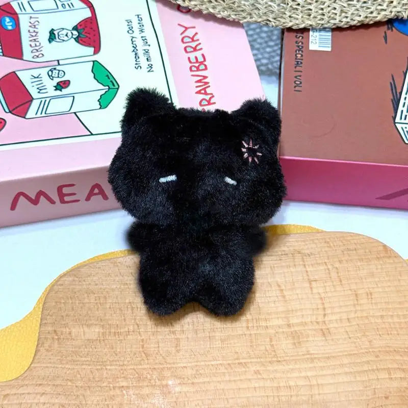 Plush Black & Pink Cat Bag Charm Keychain