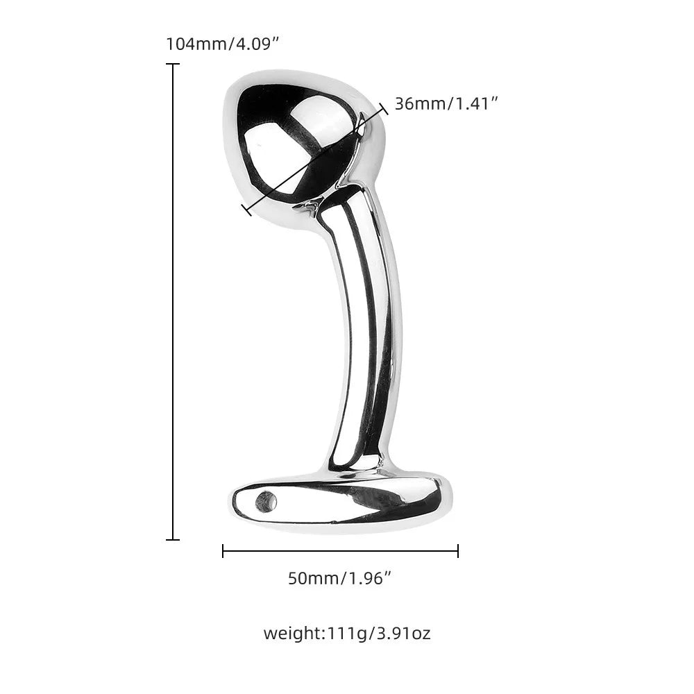 Curved Stainless Steel Tadpole Anal Plug