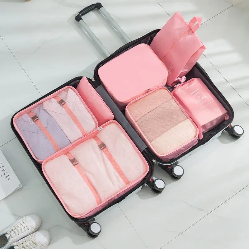 7-Piece Travel Packing Cube Set for Clothes & Shoes
